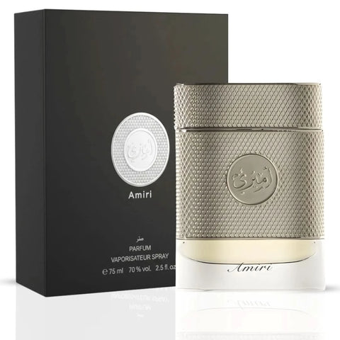 Arabian Oud Amiri Eau de Parfum Spray 75ml bottle with elegant packaging and fragrance cap.