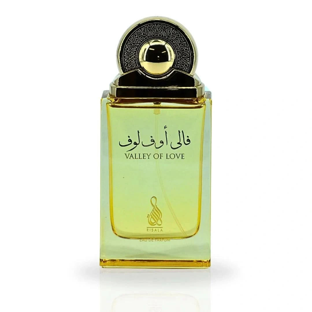 RISALA Valley Of Love Eau de Parfum spray 100ml with velvet pouch, elegant fragrance bottle with floral and fruity notes