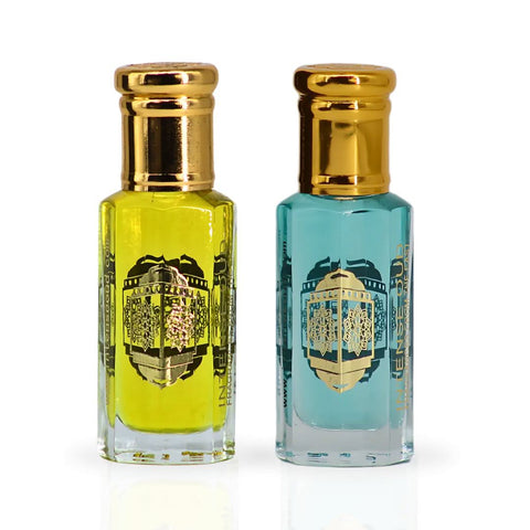 Bundle of Crys Water Men and Women perfume oils by Intense Oud in 12ml bottles with black gift box, featuring elegant packaging.