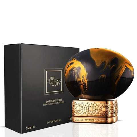 Dates Delight Eau de Parfum Spray by THOO, 75ml bottle, elegant glass container with floral and date-inspired design.