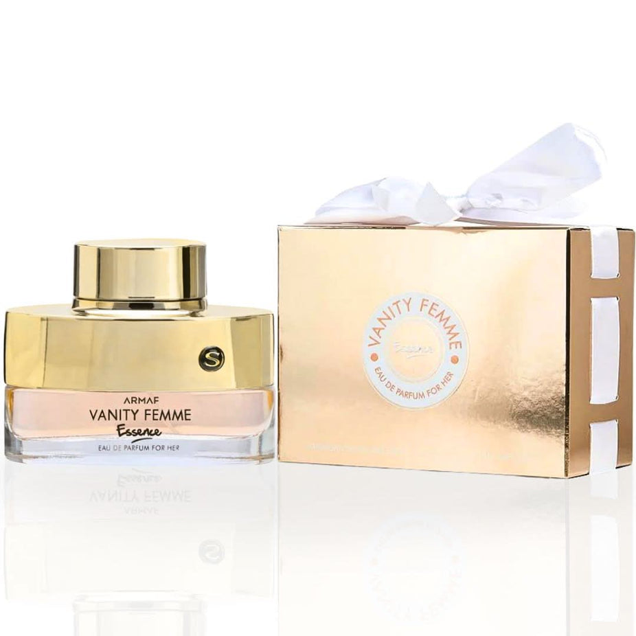 Armaf Vanity Femme Essence EDP spray 100ML with elegant bottle, showcasing luxurious floral and fruity fragrance notes.