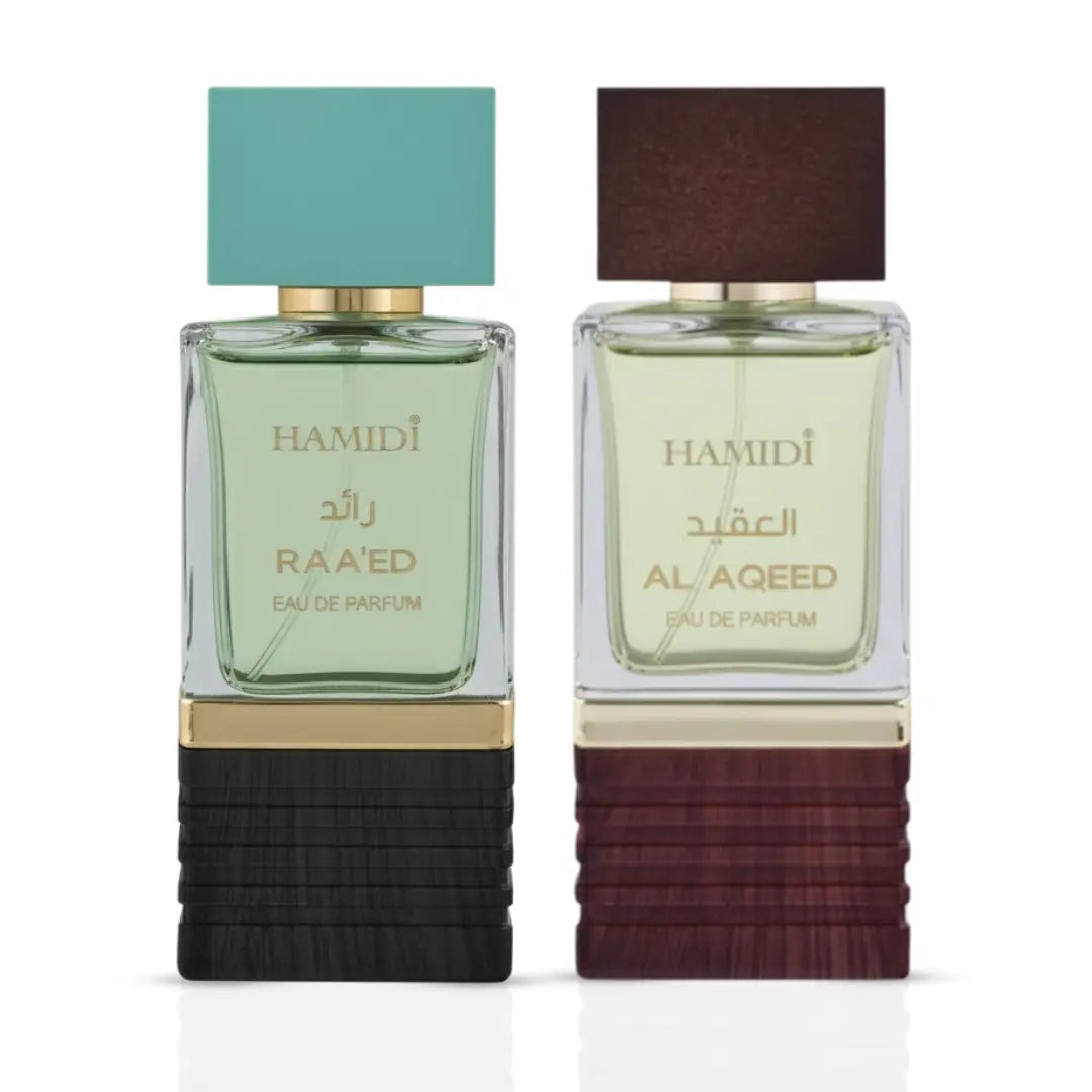Al Aqeed & Raeed Eau de Parfum Sprays 100ml (3.4 oz) by Hamidi (Bundle) - Intense Oud