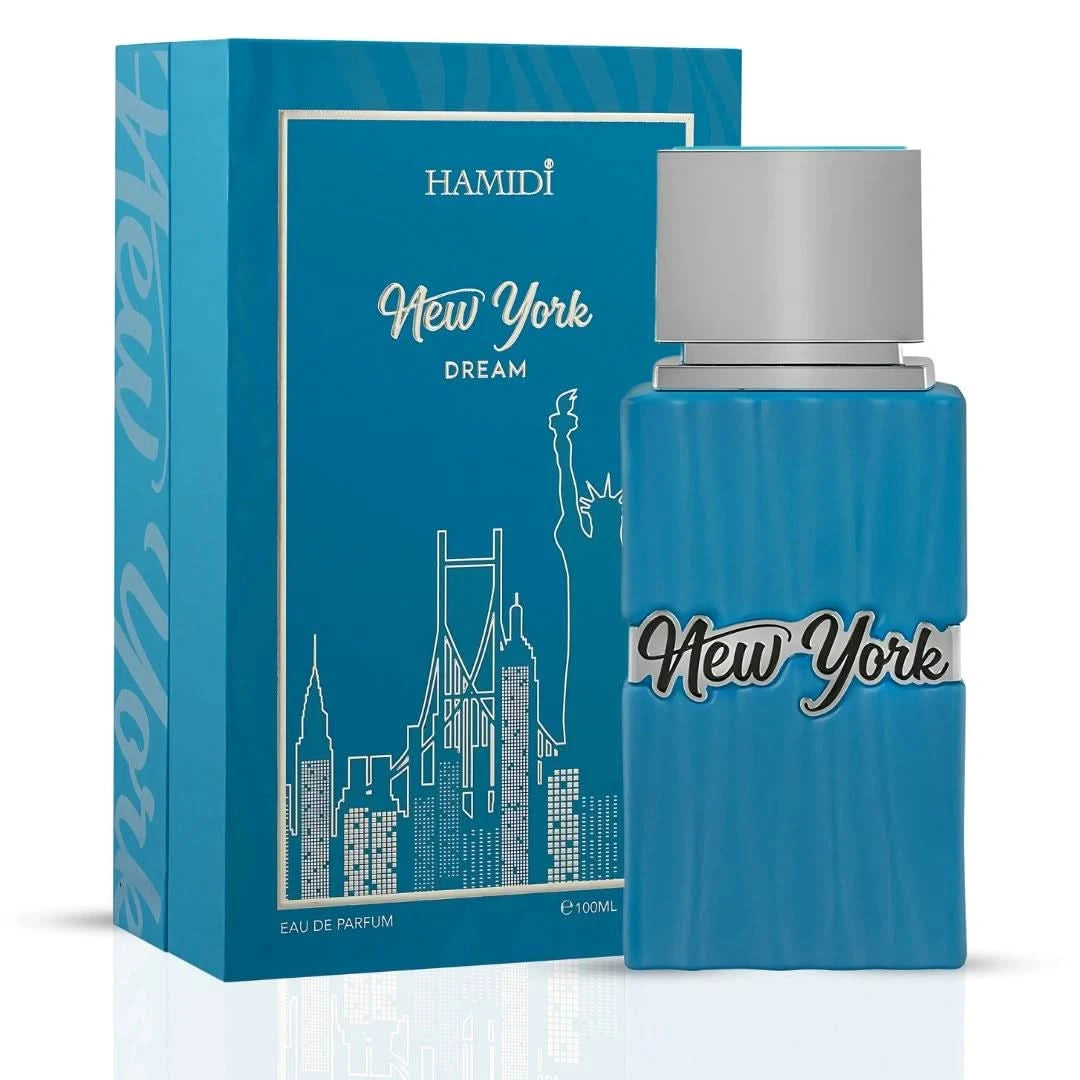 New York Dream Eau de Parfum Spray by Hamidi, 100ml bottle with elegant packaging and floral fragrance design.