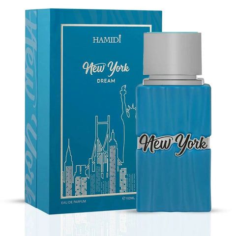 New York Dream Eau de Parfum Spray by Hamidi, 100ml bottle with elegant packaging and floral fragrance design.