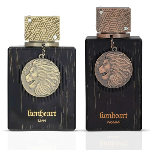 Armaf Club De Nuit Lionheart Eau de Parfum bundle for men and women, 100ml each, featuring stylish bottles and elegant packaging.