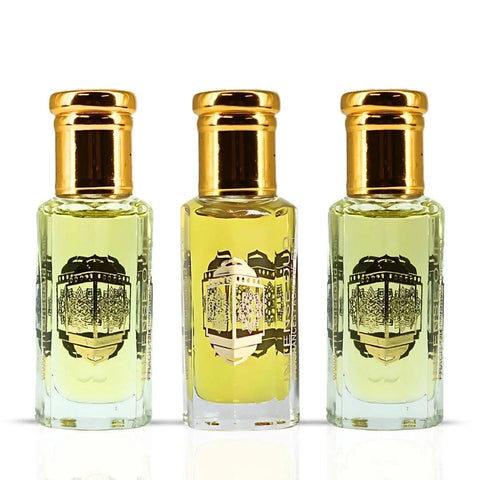 Intense Oud Rouje Madawi and Vanilla Musk perfume oils bundle in 12ml bottles, featuring elegant glass containers.