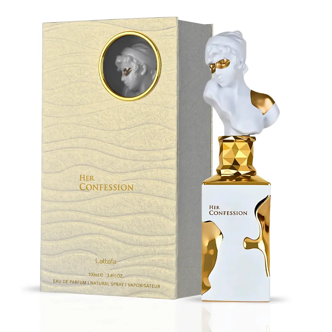 Her Confession Eau De Parfum Spray 100ML (3.4 OZ) by Lattafa | A Captivating Fusion of Cinnamon, White Florals & Musk, Finished with Rich Vanilla. - Intense Oud