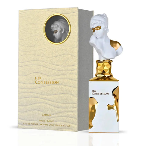 Her Confession Eau De Parfum Spray 100ML (3.4 OZ) by Lattafa | A Captivating Fusion of Cinnamon, White Florals & Musk, Finished with Rich Vanilla. - Intense Oud