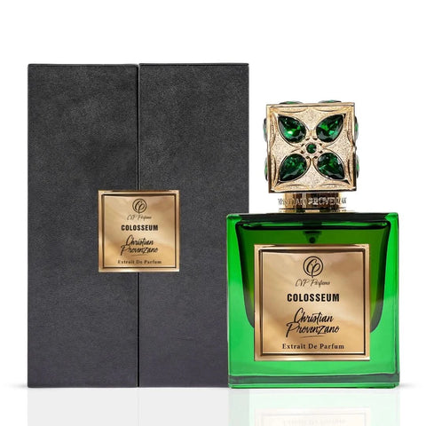 Christian Provenzano Colosseum Extrait De Parfum 100ml bottle, elegant glass container with a sleek design.