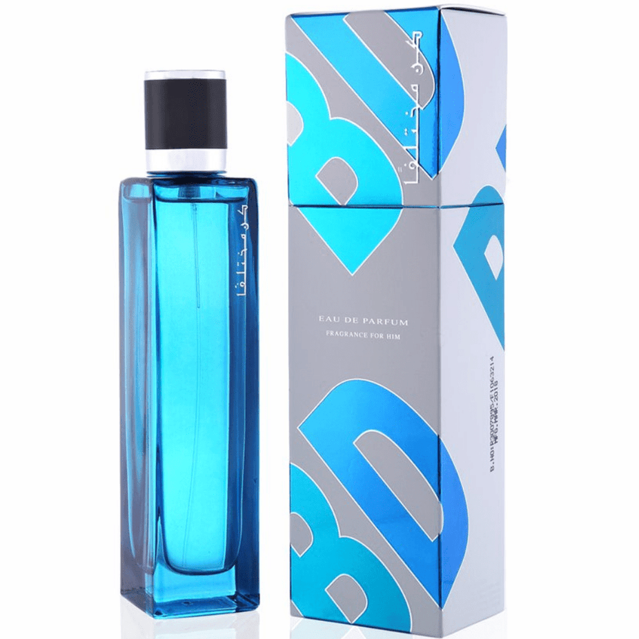 Rasasi Kun Mukthalifan for Men Eau De Parfum 100ML bottle with sleek design and gold accents.