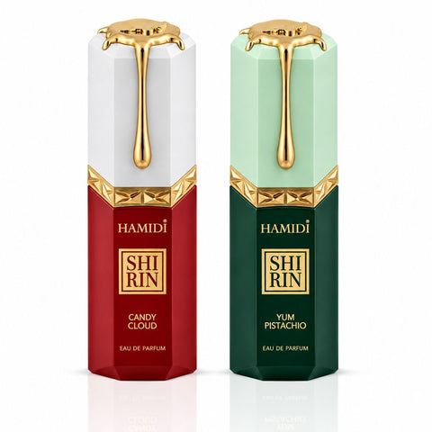 Shirin Candy Cloud & Yum Pistachio Eau de Parfum Sprays 100ml (3.4 oz) by Hamidi (Bundle)