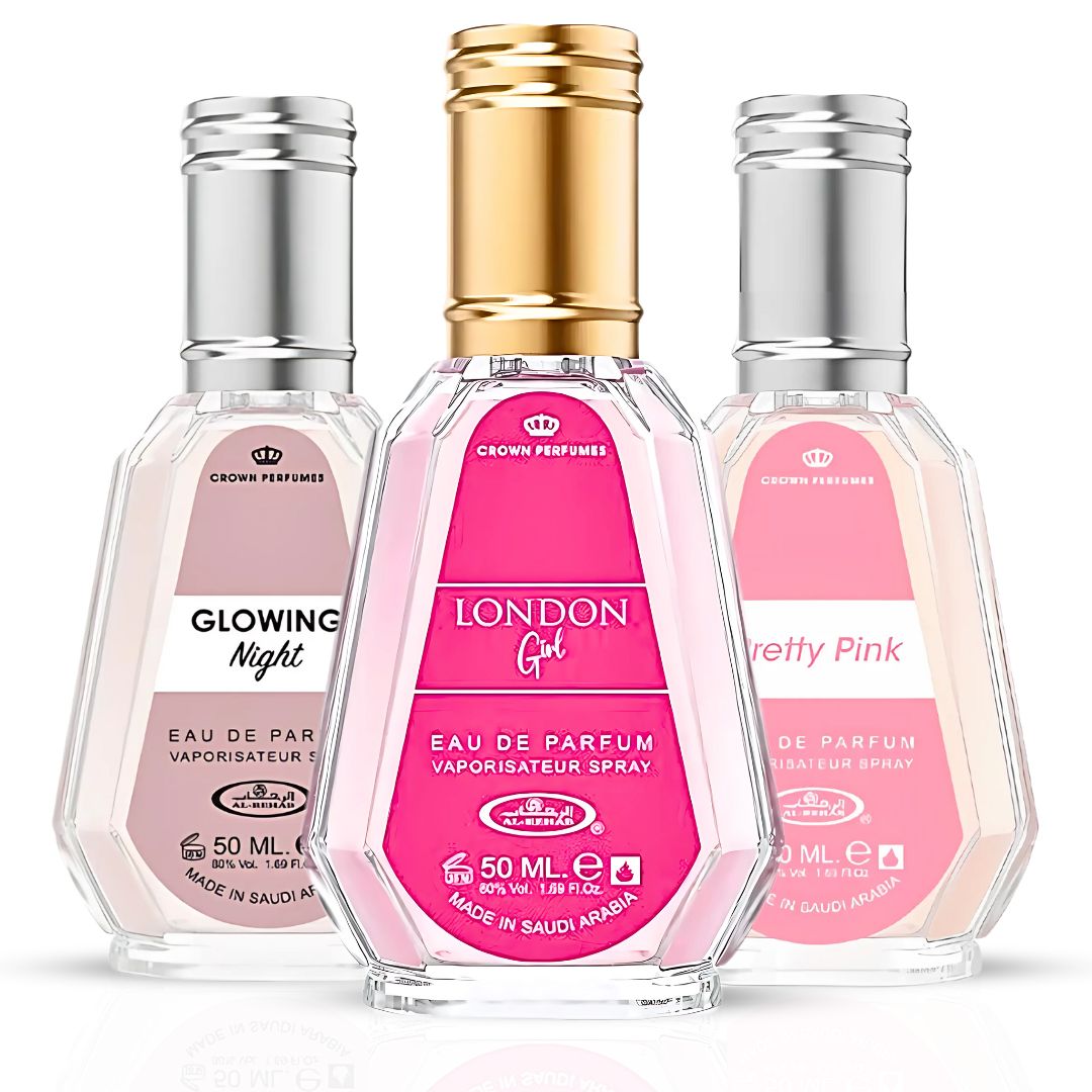 London Girl, Glowing Night & Pretty Pink Eau De Parfum Spray 50ML (1.7 OZ) By Al Rehab | An Enchanting Trio Of Fruity, Floral & Velvety Scents. (Bundle) - Intense Oud