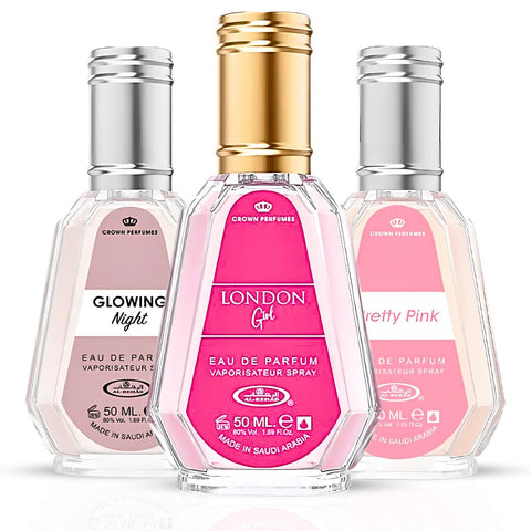 London Girl, Glowing Night & Pretty Pink Eau De Parfum Spray 50ML (1.7 OZ) By Al Rehab | An Enchanting Trio Of Fruity, Floral & Velvety Scents. (Bundle) - Intense Oud
