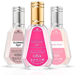 London Girl, Glowing Night & Pretty Pink Eau De Parfum Spray 50ML (1.7 OZ) By Al Rehab | An Enchanting Trio Of Fruity, Floral & Velvety Scents. (Bundle) - Intense Oud