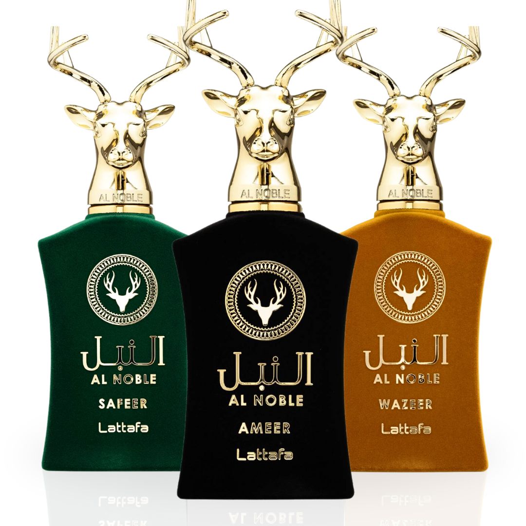 Al Noble Ameer, Wazeer, Safeer EDP Spray 100ML (3.4 OZ) By Lattafa | Exude Masculinity With These Compelling Fragrances. (COLLECTION) - Intense Oud