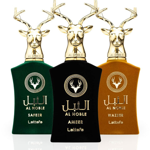 Al Noble Ameer, Wazeer, Safeer EDP Spray 100ML (3.4 OZ) By Lattafa | Exude Masculinity With These Compelling Fragrances. (COLLECTION) - Intense Oud