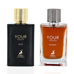 Your Touch Oud & Your Touch Intense Eau De Parfum Sprays 100ML (3.4 OZ) by Maison Alhambra | A Rich, Bold Duo with Oud, Honey & Spice. (Bundle) - Intense Oud