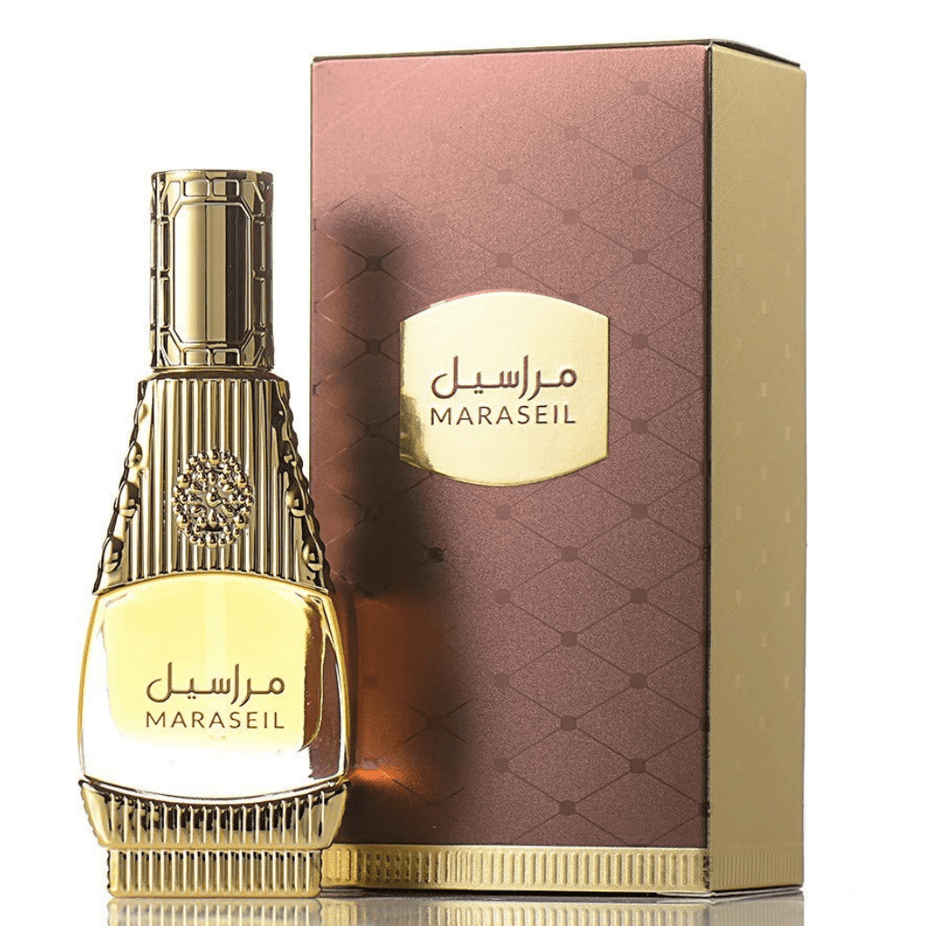 Rasasi Maraseil CPO concentrated perfume oil in a 15ml glass bottle with a black cap and elegant label.