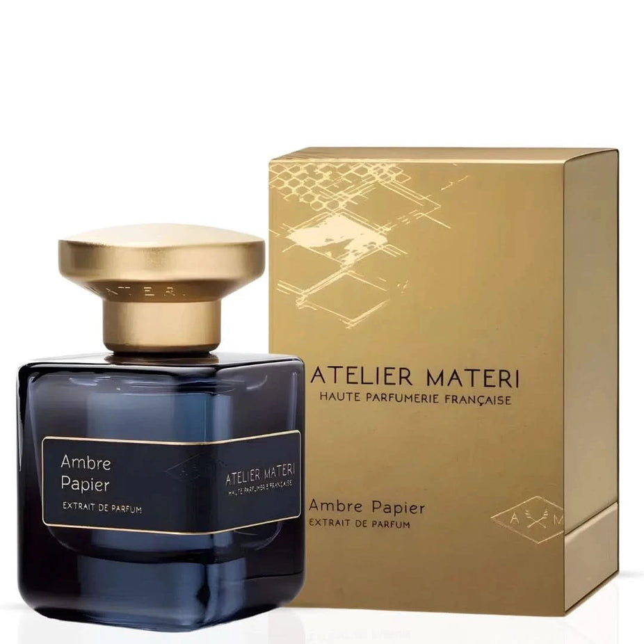 Atelier Materi Ambre Papier Extrait de Parfum Spray 50ml bottle, elegant design, showcasing the luxurious perfume container.