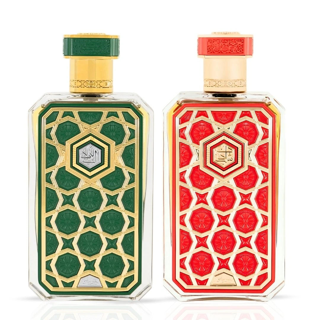Eklil & Shaden Eau de Parfum Sprays 70ml (2.36 oz) by Rasasi | Bold Spices Meet Fruity Elegance (Bundle) - Intense Oud