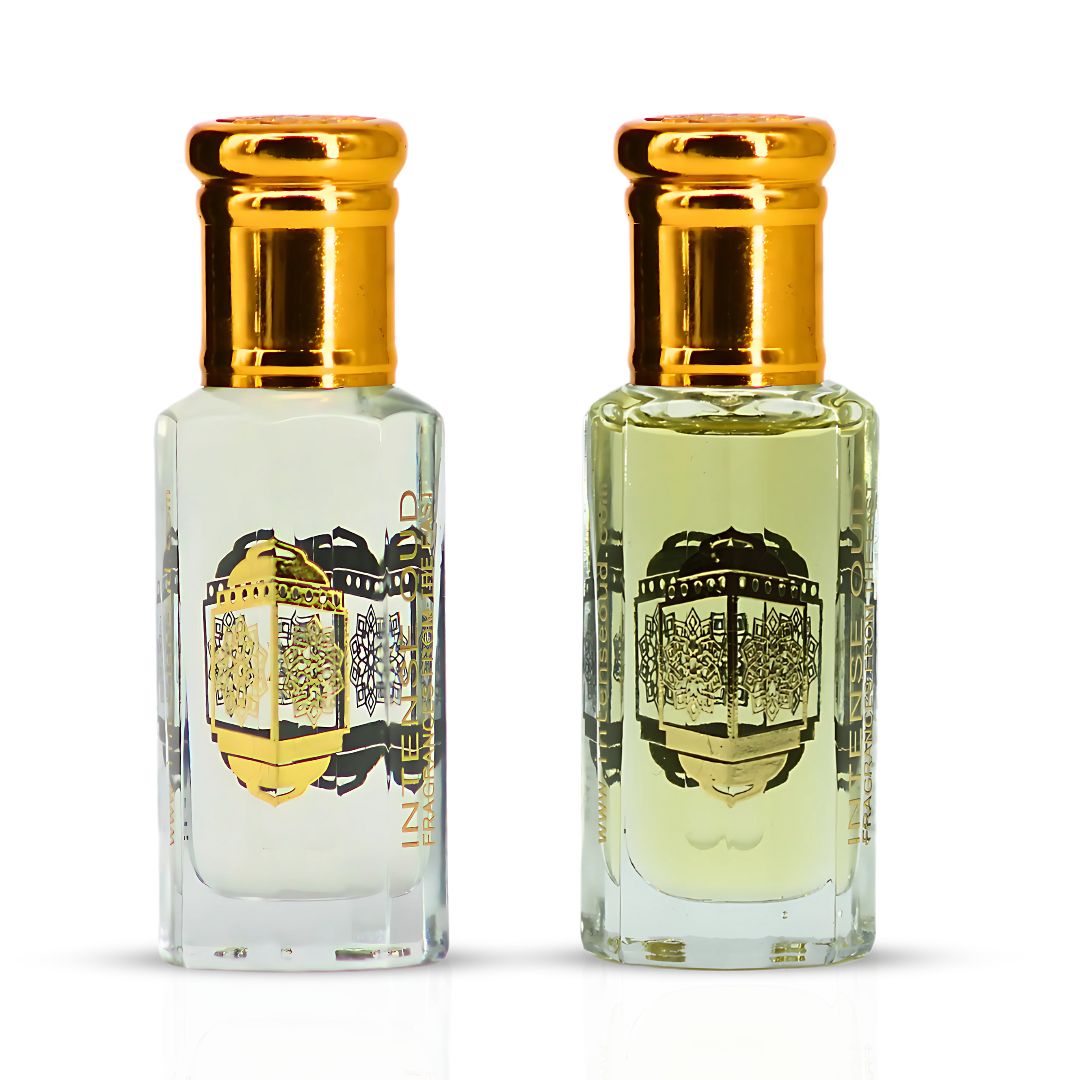 Vanilla Rose & Vanilla Musk Perfume Oils 12ML (0.40 OZ) With Black Gift Box By Intense Oud | A Rich Vanilla Duo With Sweet Floral & Creamy Warmth. (Bundle) - Intense Oud