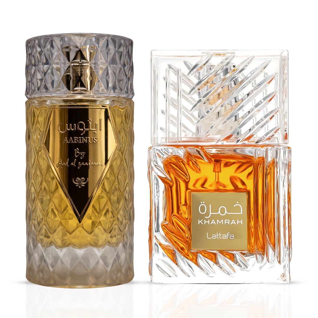 Aabinus by Ard Al Zaafaran & Khamrah by Lattafa  Eau de Parfum Sprays 100ml (3.4 oz) (Bundle)