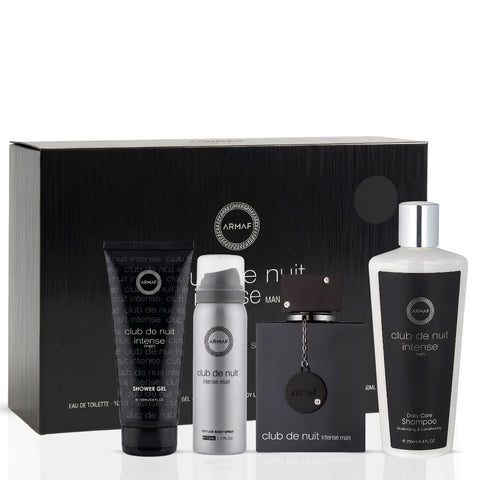 Club De Nuit Intense Man Gift Set 4Pc - EDT 3.6oz, Body Spray 1.7oz, Shower Gel 3.4oz & Shampoo 8.4oz by Armaf