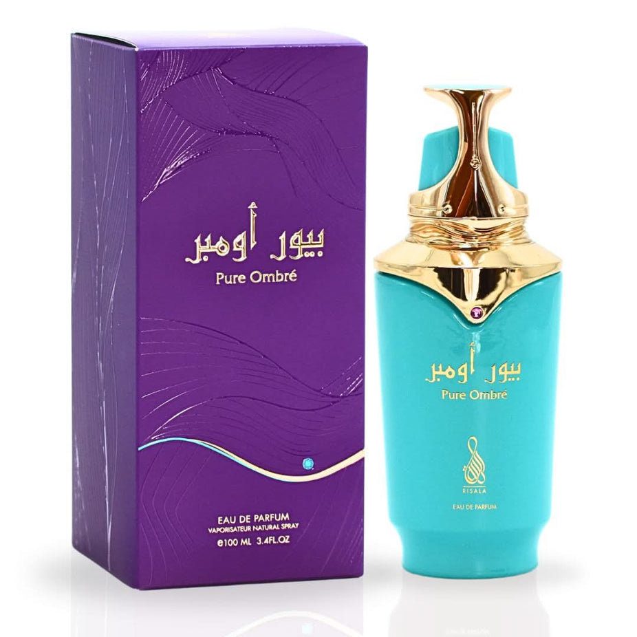 RISALA Pure Ombré EDP spray 100ML, a sweet and citrusy Eau De Parfum with elegant packaging and floral accents.