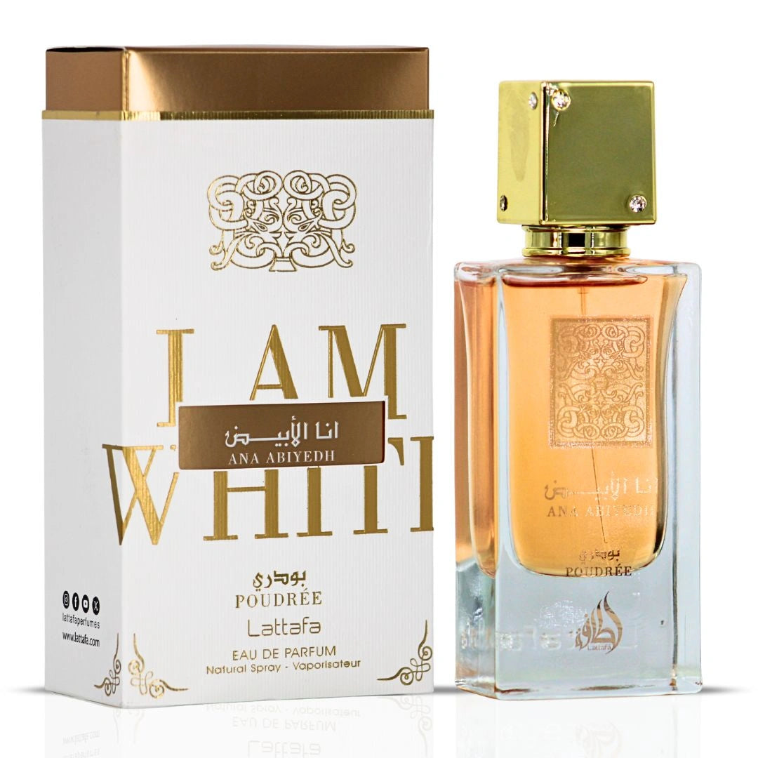 Ana Abiyedh Poudree Eau de Parfum Spray 60ml (2.4 oz) by Lattafa | A Whisper of Powdered Petals & Vanilla Silk - Intense Oud