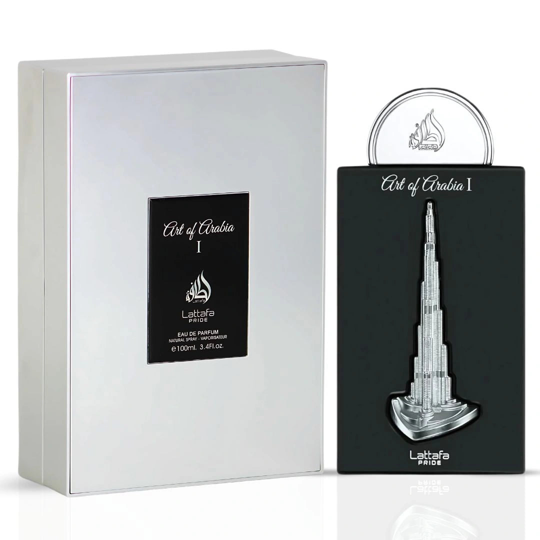 Art of Arabia I Eau de Parfum Spray 100ml (3.4 oz) by Lattafa Pride | Fresh Energy, Smoky Elegance, Timeless Edge - Intense Oud
