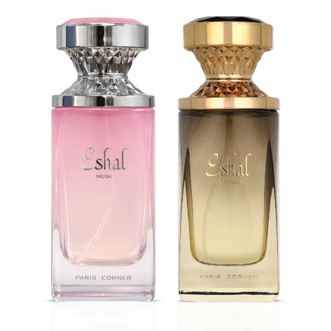 Eshal Musk & Eshal Vanilla Eau de Parfum Sprays 100ml (3.4 oz) by Paris Corner (Bundle)