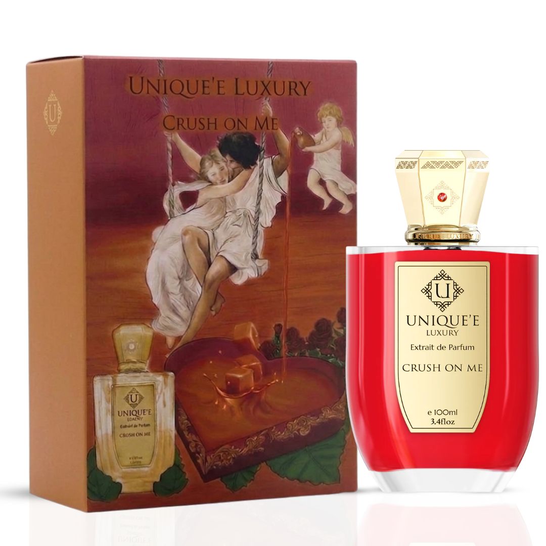 Crush On Me Extrait de Parfum by Unique'e Luxury 100ml EDP bottle with elegant design on a white background