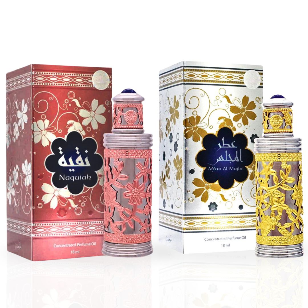 NAQUIAH & ATTAR AL MAJLIS Perfume Oils CPO 18ML (0.6 OZ) By Hamidi | Indulge in the Essence of Arabian Elegance. (BUNDLE) - Intense Oud