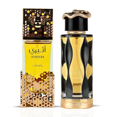 Atheeri & Teriaq Intense Eau de Parfum Sprays 100ml (3.4 oz) by Lattafa | Ethereal Florals Meet Spicy-Sweet Indulgence in This Beautifully Balanced Bundle. (Bundle)