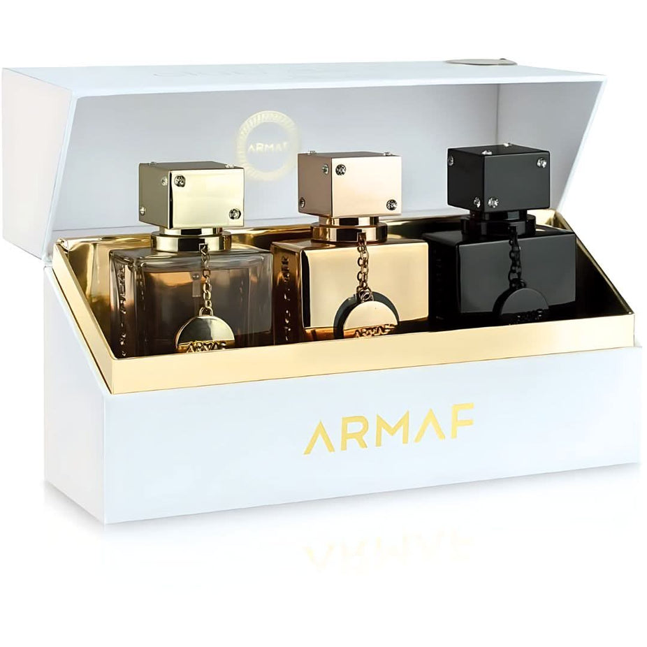 Armaf Club De Nuit Women Collector's Pride perfume gift set with three 30ml EDP sprays in elegant packaging.