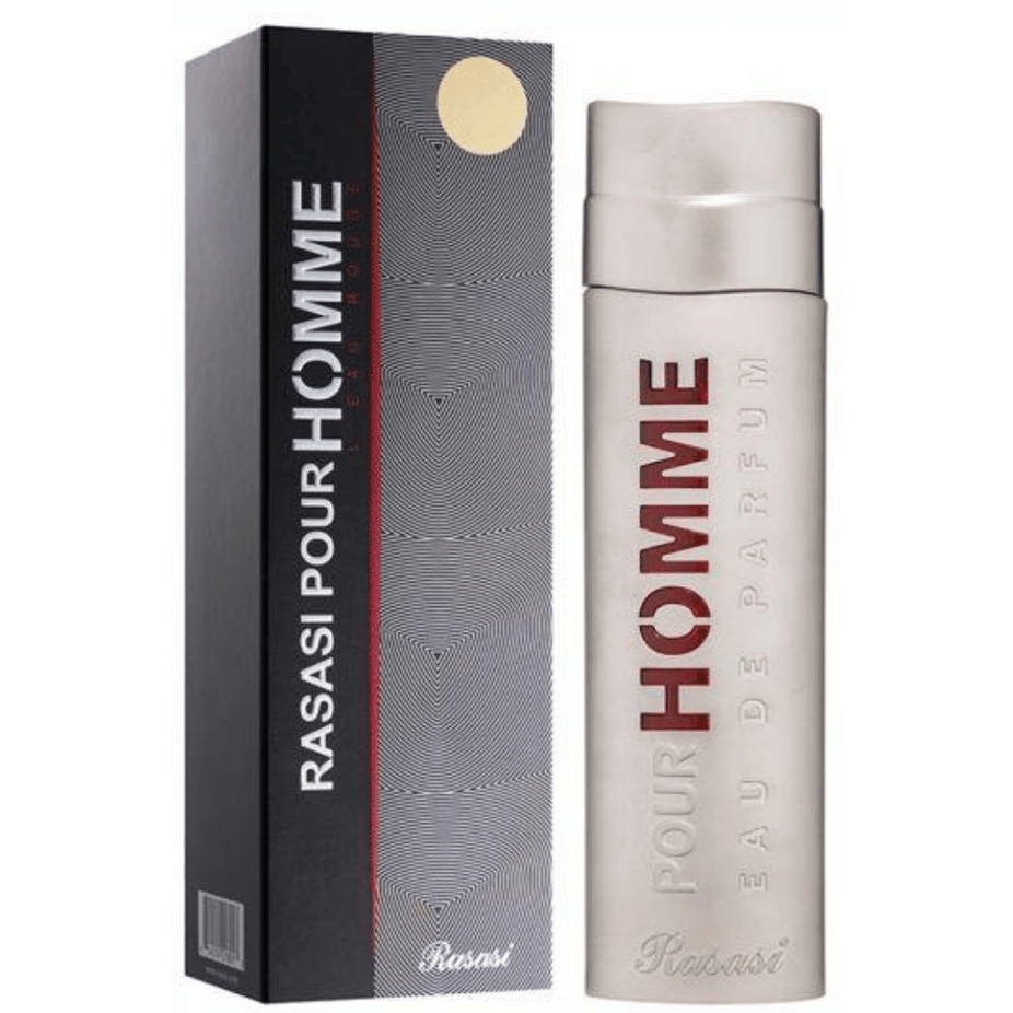 Rasasi Pour Homme L´Eau Rouge Eau De Parfum bottle, 60ml, with sleek design and branding visible.