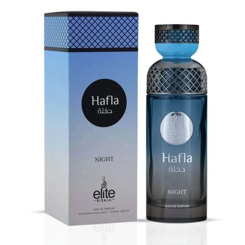 Elite Risala Hafla Night Eau de Parfum spray 200ml bottle, luxurious perfume with elegant packaging and deep, alluring scent.