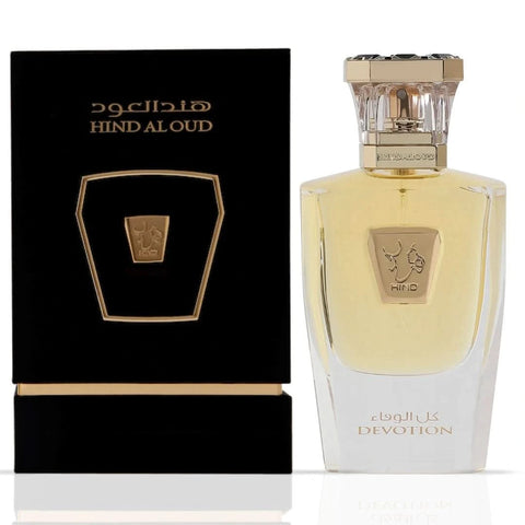 Hind Al Oud Devotion Parfum Eau de Parfum spray bottle, 50ml, with elegant floral and woody fragrance design.