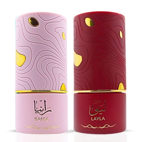 Rania & Layla Eau de Parfum Sprays 100ml (3.4oz) by Al Absar | Regal Elegance Meets Joyful Radiance (Bundle) - Intense Oud
