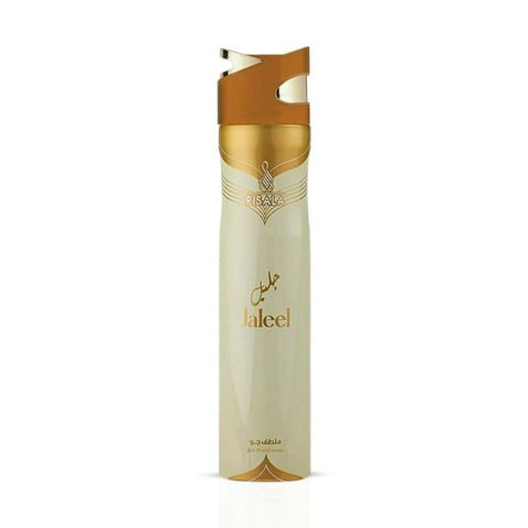 Jaleel Air Freshener by Risala in 300ml bottle, with fresh scent, shown in clear plastic spray bottle, ideal for home or car use.