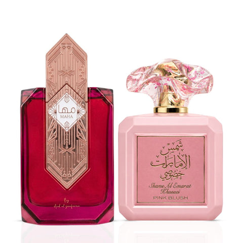 Maha & Pink Blush Eau de Parfum Sprays 100ml (3.4 oz) by Ard Al Zaafaran (Bundle)