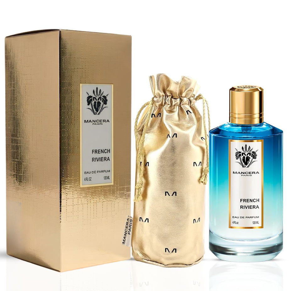 Mancera French Riviera Eau de Parfum spray bottle, 120ml, with elegant packaging and a luxurious fragrance design.