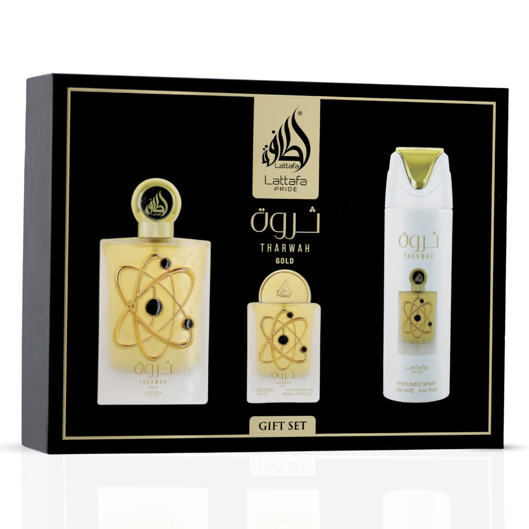 Tharwah Gold 3-Piece Perfume Gift Set by Lattafa Pride (Gift Set) - Intense Oud