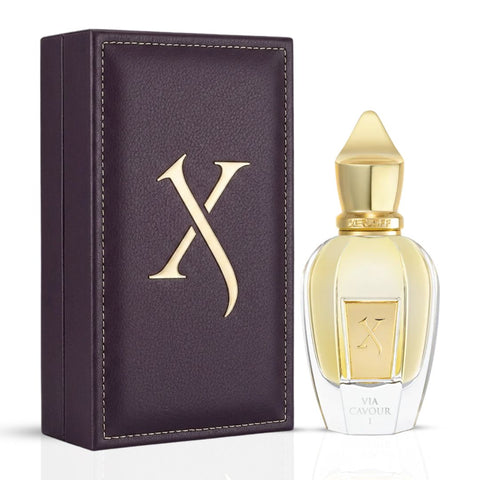 Xerjoff Via Cavour I Parfum Spray 50ml bottle, elegant packaging, showcasing the luxury fragrance design.