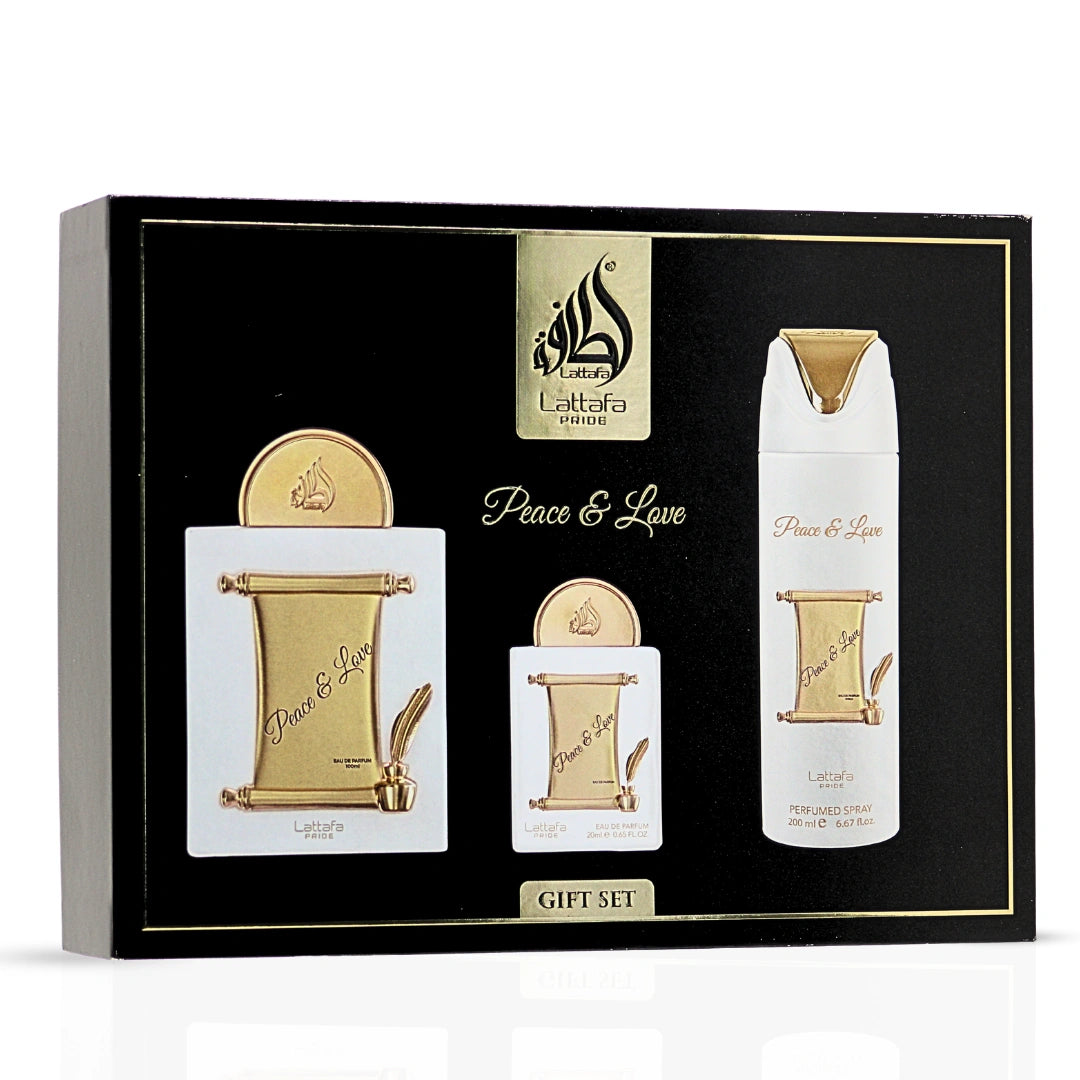 Peace & Love 3-Piece Perfume Gift Set by Lattafa Pride (Gift Set) - Intense Oud