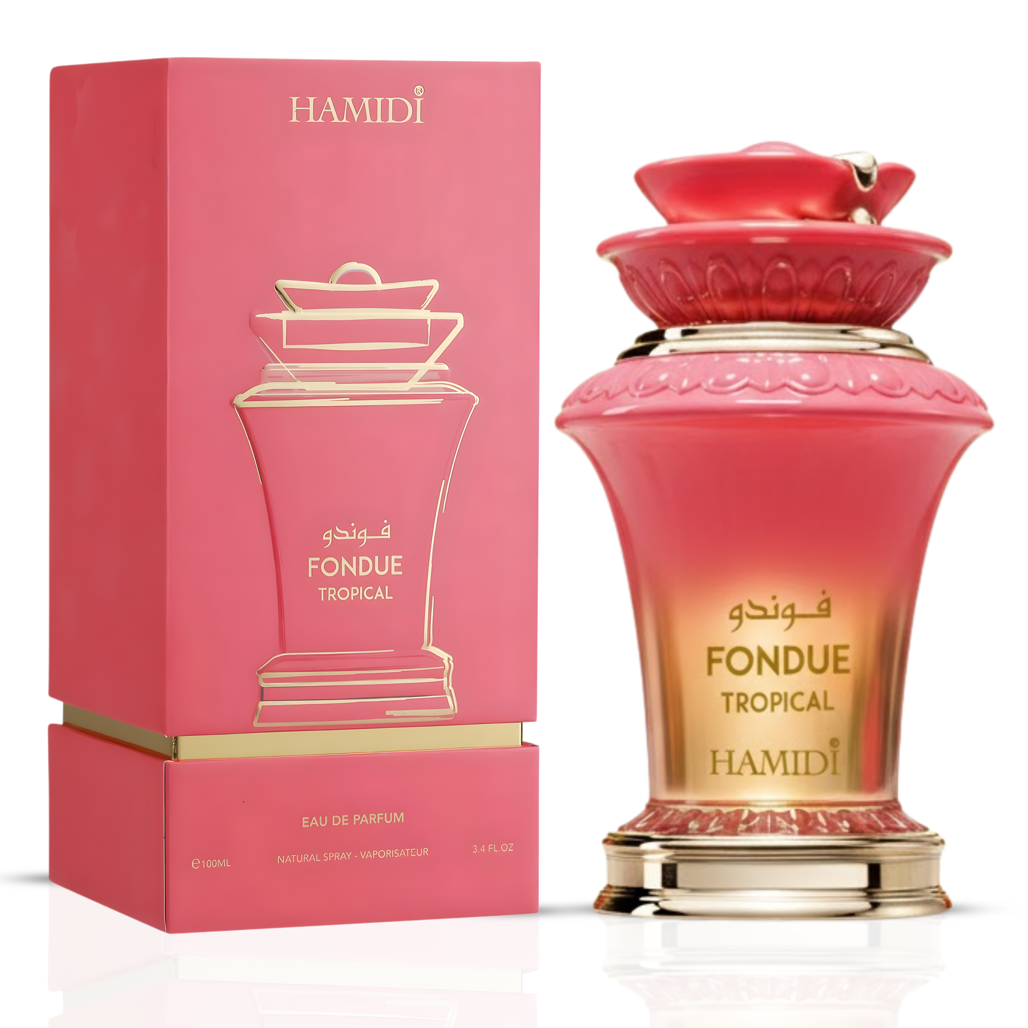 Hamidi Fondue Tropical & Exotic Eau de Parfum bundle, 100ml spray bottles with tropical and exotic fragrance themes.