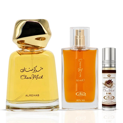 Choco Musk Eau de Parfum 100ml, 50ml & Perfume Oil CPO 6ml by Al Rehab (Bundle) - Intense Oud