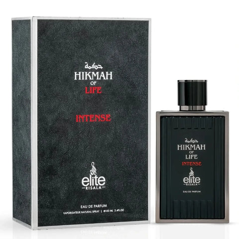 Elite Risala Hikmah of Life Intense Eau de Parfum spray 100ml bottle with elegant packaging and fragrance details.