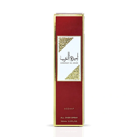 Ameerat Al Arab All Over Spray 150ml (5.07 oz) by Asdaaf | Like a Garden in Bloom, With a Vanilla Sunset - Intense Oud