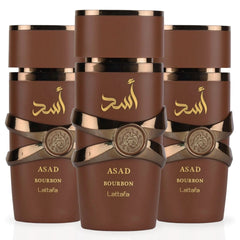 Asad Bourbon Eau De Parfum Spray 100ML (3.4 OZ) By Lattafa | A Rich & Inviting Scent That Blends Spicy, Sweet & Warm Notes For A Sensual Finish. (PACK OF 3) - Intense Oud
